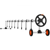 Pool Cover Reel, Aluminum Solar Cover Reel 18 ft, Inground Swimming Pool Cover Reel Set with Rubber Wheels and Sandbags, Fits for 4-18 ft Width Swimming Pools